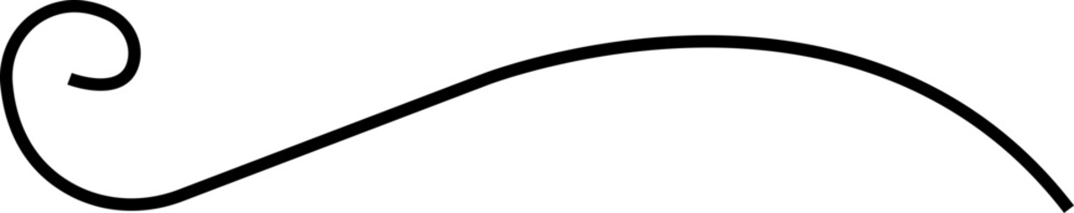 Hand drawn swirling line and ornamental curl. Abstract calligraphic vector doodled dividers underline test icon isolated on transparent background. Use for writing sketching.