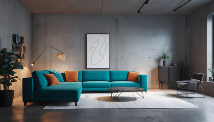 Corner sofa Loft interior design of modern living home room 6