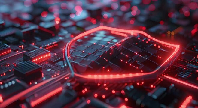 A cyber protection shield with a visible crack from an email attack, displaying the fragility of online security