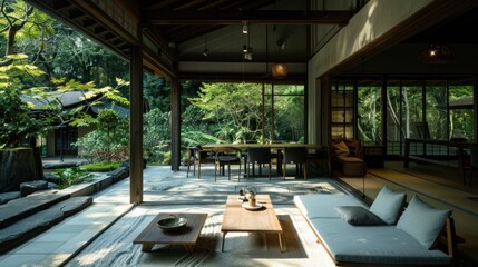 back garden of japanese style villa