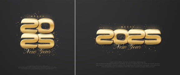 Golden Number 2025 for the celebration of Happy New Year 2025. With luxury numbers in the background of the vector design for posters, banners, calendar and greetings.