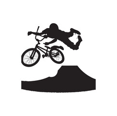 Professional bmx bicycle player silhouette. Vector illustration