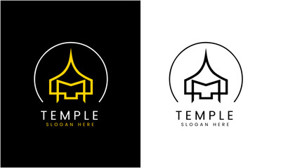Temple logo icon symbol church tower religion building logo design minimalist modern template - obrazy, fototapety, plakaty