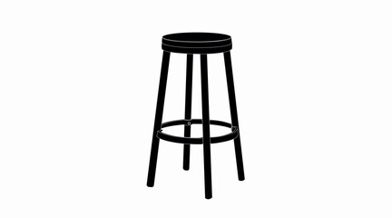 Vector Isolated Illustration of a Bar Black Wooden Stool