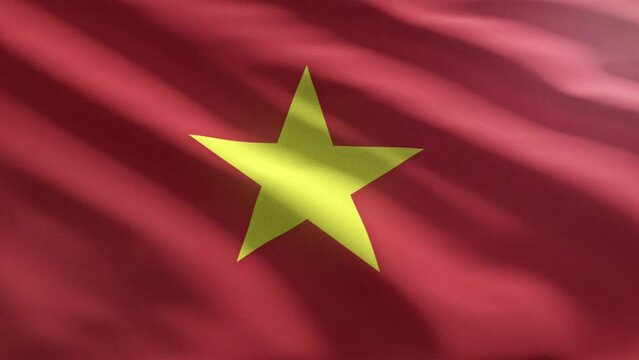 Vietnam Country Flag With Golden Star Symbol Fluttering In Wind. Politics. Country Flag Animation. Vietnam Banner. Vietnam Red Country Flag. Freedom. National Emblem. independence. Asia