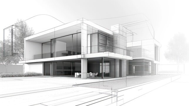 building sketches, city houses, 3d illustrations