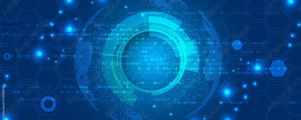 Fototapete Abstract Artificial intelligence. Cloud computing. Machine learning. Technology web background. Virtual concept futuristic background