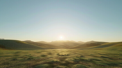 Serene Sunrise Over Rolling Hills
