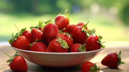 Huge ripe red strawberries on a plate