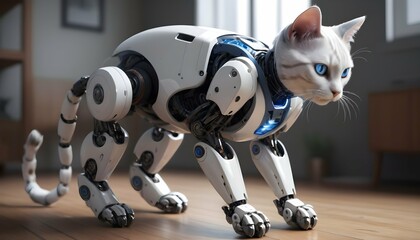 Humanoid robot cat, highly detailed, concept art, ultra realistic digital illustration, unreal engine 5++