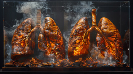 burning lungs - obrazy, fototapety, plakaty
