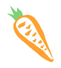 Carrot drawing hand painted with ink brush. Png clipart isolated on transparent background