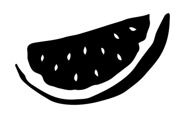 Watermelon piece drawing hand painted with ink brush. Png clipart isolated on transparent background