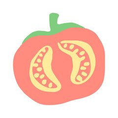 Tomato drawing hand painted with ink brush. Png clipart isolated on transparent background