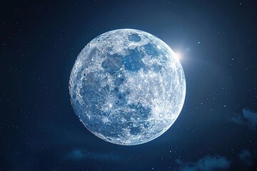 Beautiful Full Moon in Black Sky, Ai Generated