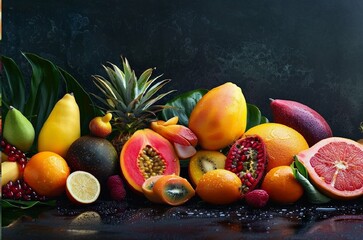 Complex fruit composition in high fantasy style. Fruit fantasies