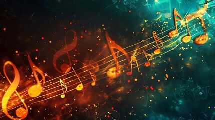 Abstract musical notes background - obrazy, fototapety, plakaty