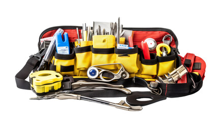 A tool bag overflowing with tools of various sizes and shapes, ready to be used for crafting and creating