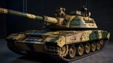 Fototapeta na wymiar an armoured tank in green and yellow
