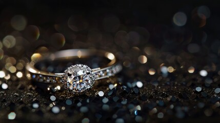 sparkling ring, diamond ring Luxury Jewelry black background