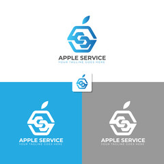 Unique service logo design with a combination of apple shapes