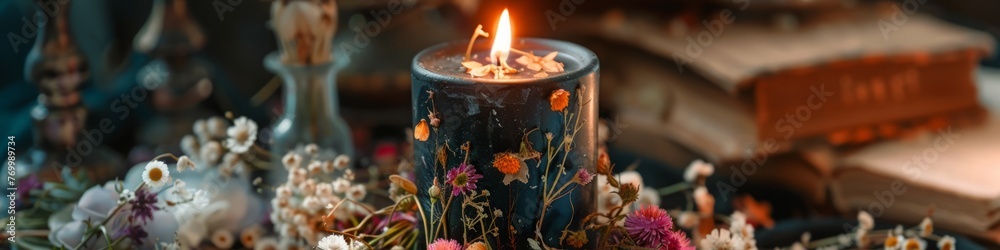 Wall mural black magic candle.