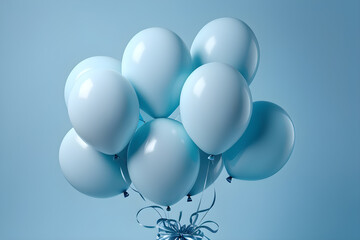 pastel blue balloons on a blue background, gender party concept boy