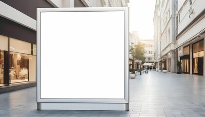 Empty white billboard digital sign poster mockup on outdoor luxury shopping mall for advertising, marketing, template created with generative ai - obrazy, fototapety, plakaty