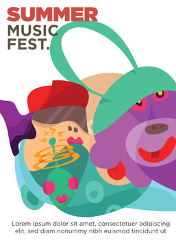 abstract monster of fun concept. summer music festival tempalate poster vector illustration