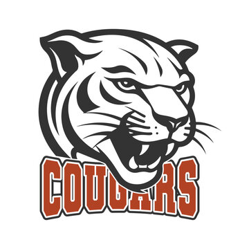 Cougars Illustration Clip Art Design Shape. Mascot Silhouette Icon Vector.	