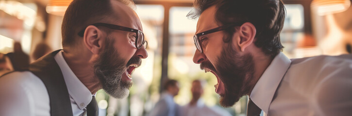Two angry business colleagues during an argument - obrazy, fototapety, plakaty