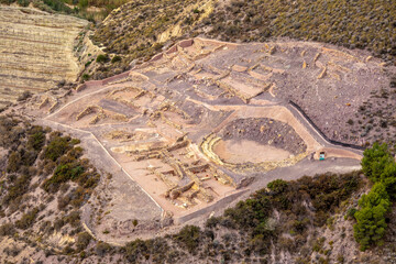 View of the archaeological remains of the Argaric town of La Bastida in Totana, Region of Murcia, Spain