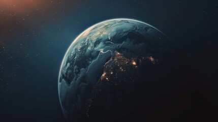 Beautiful Sphere of nightly Earth planet in outer space view AI generated image