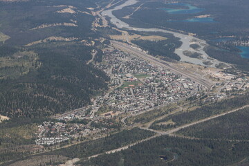 Jasper Town view from the Top of Whistler mountain in the Canada rockies
