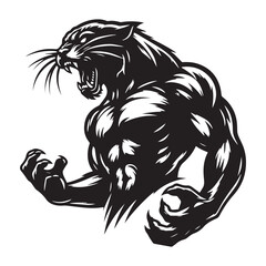 Panther | Black and White Vector illustration, Realistic Black Angry Jaguar Mascot Silhouette Vector Collection in Various Poses for Design, Mascot logo sketch