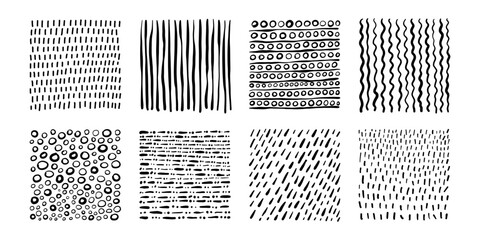 Set of hand drawn textures. Abstract background. Vector design elements