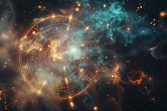 Astology.Zodiac signs revolve around the moon in space, astrology and horoscope.Zodiac sign horoscope astrology.