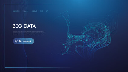 Abstract Vibrant Data Flow Concept on Dark Blue Background