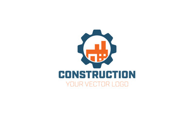 a blue logo for construction and design for construction.