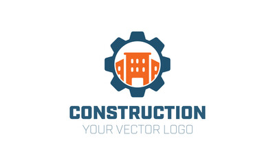 a logo for construction with a blue logo for construction