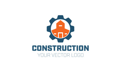 a logo for construction or construction with a blue logo for construction