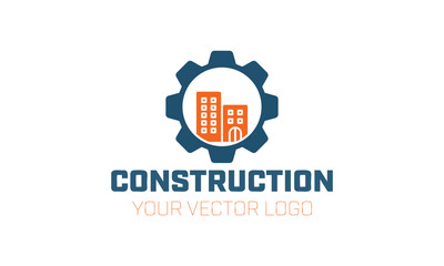 a logo for construction with a blue logo for construction