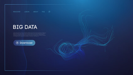 Blue Web Design with Abstract Colorful Data Stream Visualization - 770000900