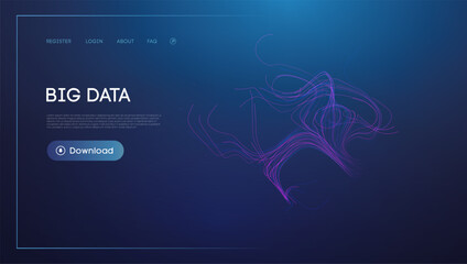 Abstract Data Stream Visualization in Blue with Flowing Lines - 770001949