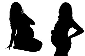 silueta, embarazada, prenatal, amor, gestacion, silueta, vector, embarazo, mujer, familia, ilustracion - obrazy, fototapety, plakaty
