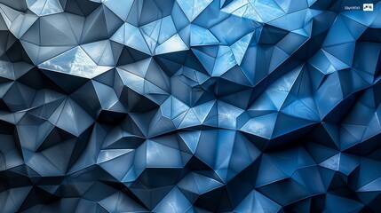   A zoomed-in picture of a blue, black, and white wall with diverse shapes and sizes