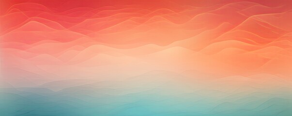 Crimson Turquoise Apricot gradient background barely noticeable thin grainy noise texture, minimalistic design pattern backdrop