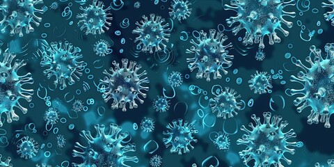 Abstract futuristic polygonal Virus model isolated on blue background. It is a type of pathogenic microflora - obrazy, fototapety, plakaty