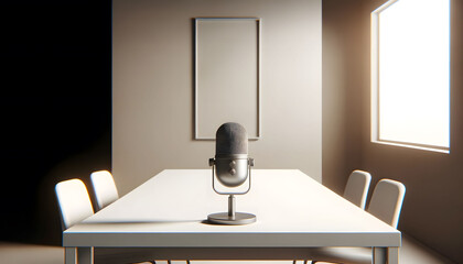 Minimalist Podcast Studio Featuring A Single State-of-the-art Microphone