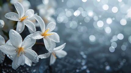 Fototapeta na wymiar White jasmine flowers on a dark background with bokeh ,Generative ai, 